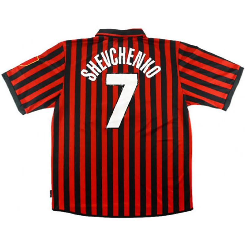 Maglia retro di casa del centenario dell'AC Milan 1999/00 - Rossa, Numero 7, Andrea Shevchenko