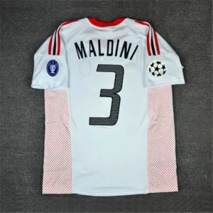 Maglia retro di trasferta n.3 dell'AC Milan 2002/03 - Bianca, Paolo Maldini