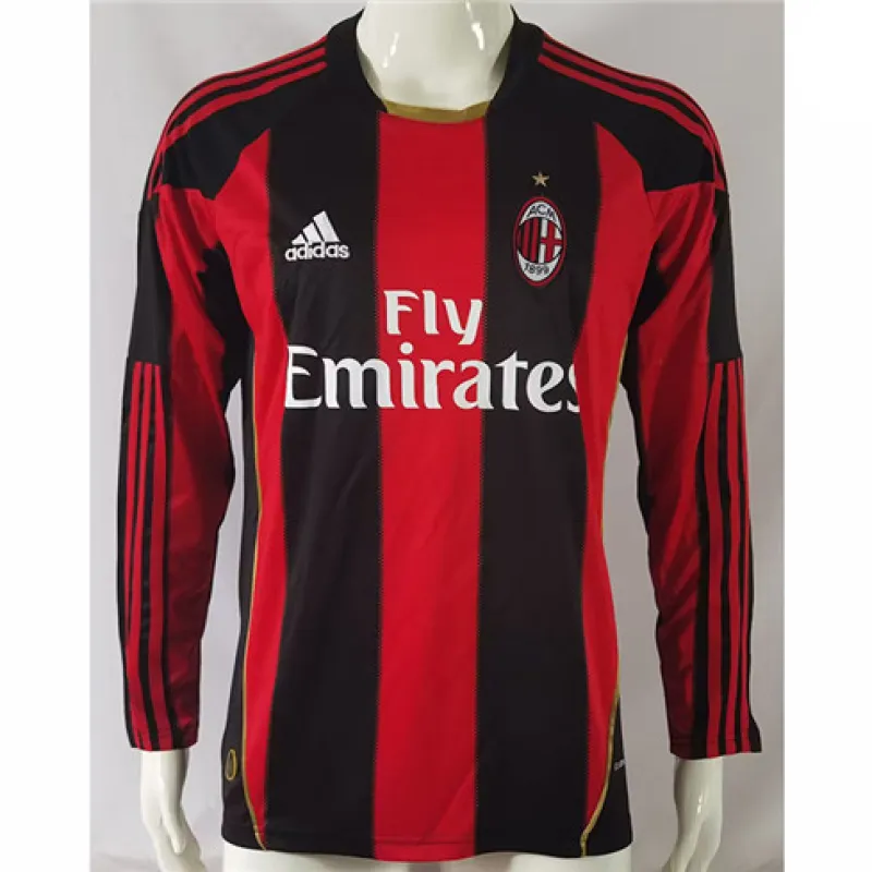 AC Milan 2010/11 Home Retro Long - Sleeve Jersey - Red