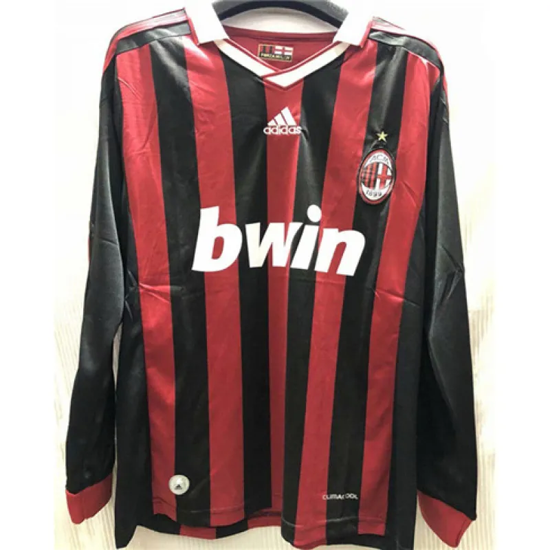 Maillot rétro à manches longues de l'AC Milan 2009 - Rouge