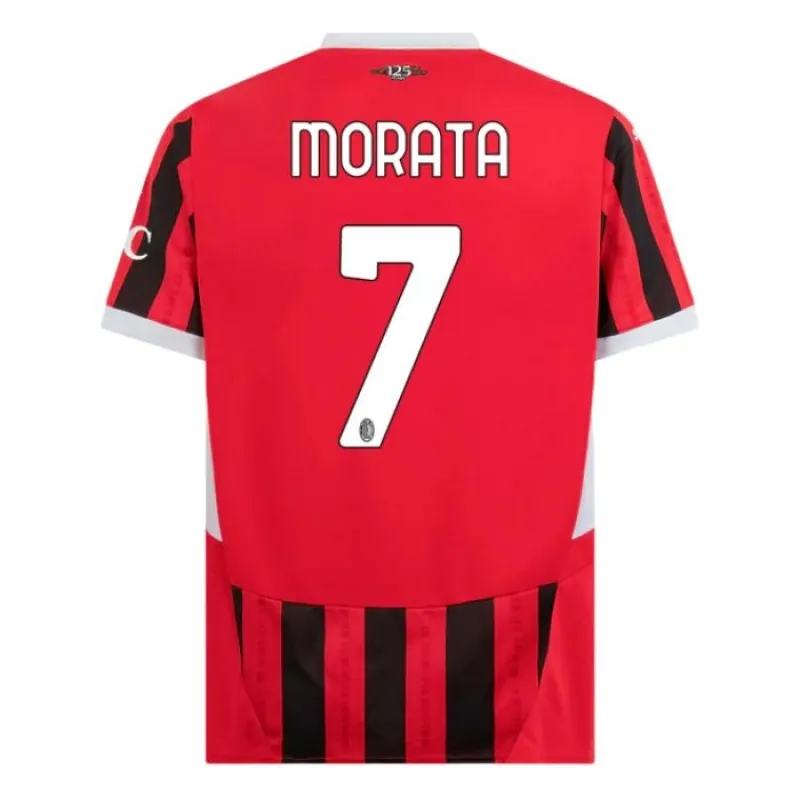 Il set di maglia per bambini della casa di AC Milan 2024/25 di Morata - Bianco