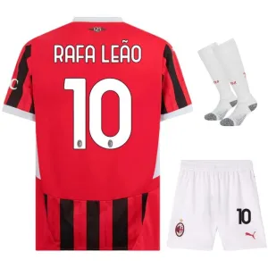 Il set di maglia per bambini della casa di AC Milan 2024/25 di Rafael Leao - Bianco