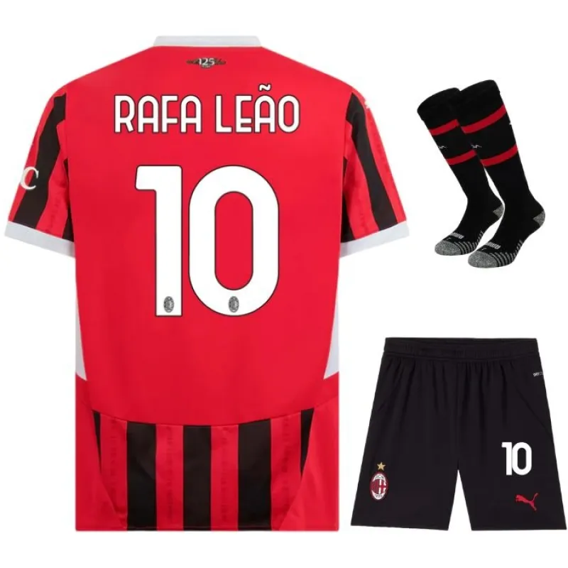 Rafael Leao's AC Milan 2024/25 Home Kids Jersey Set - Black