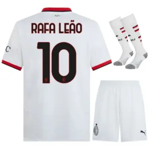 Il set di maglia per bambini dell'esterno di AC Milan 2024/25 di Rafael Leao - Bianco