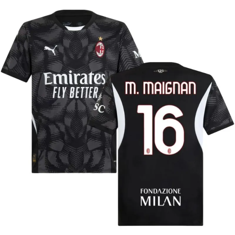 M. Maignan's AC Milan 2024/25 Home Goalkeeper Children's Jersey - Black