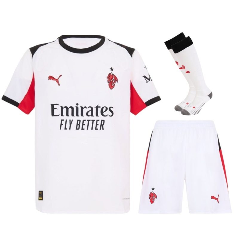 AC Milan 2025/26 Kids' Away Jersey Set - White