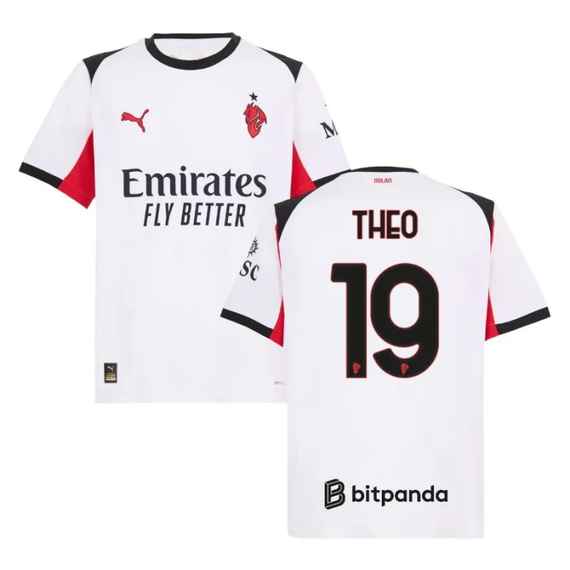 Maglia in trasferta di Theo dell'AC Milan 2025/26 - Bianco