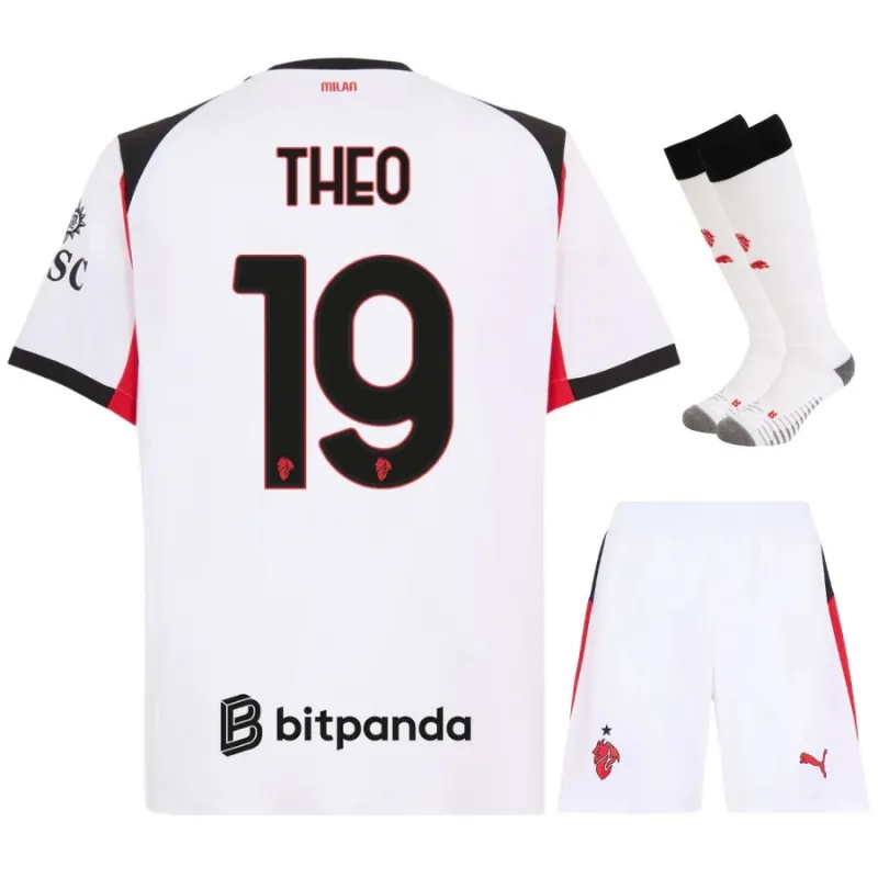 AC Milan Theo 2025/26 Kinder-Auswärtstrikot-Set - Weiß