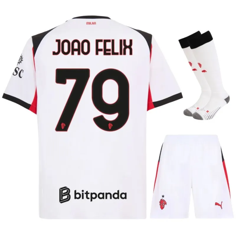 AC Milan João Félix 2025/26 Kids' Away Jersey Set - White