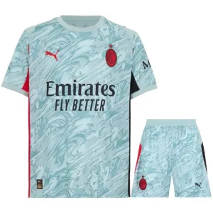 AC Mailand 2025/26 Heim-Kinder Torwarttrikot + Shorts - Blau