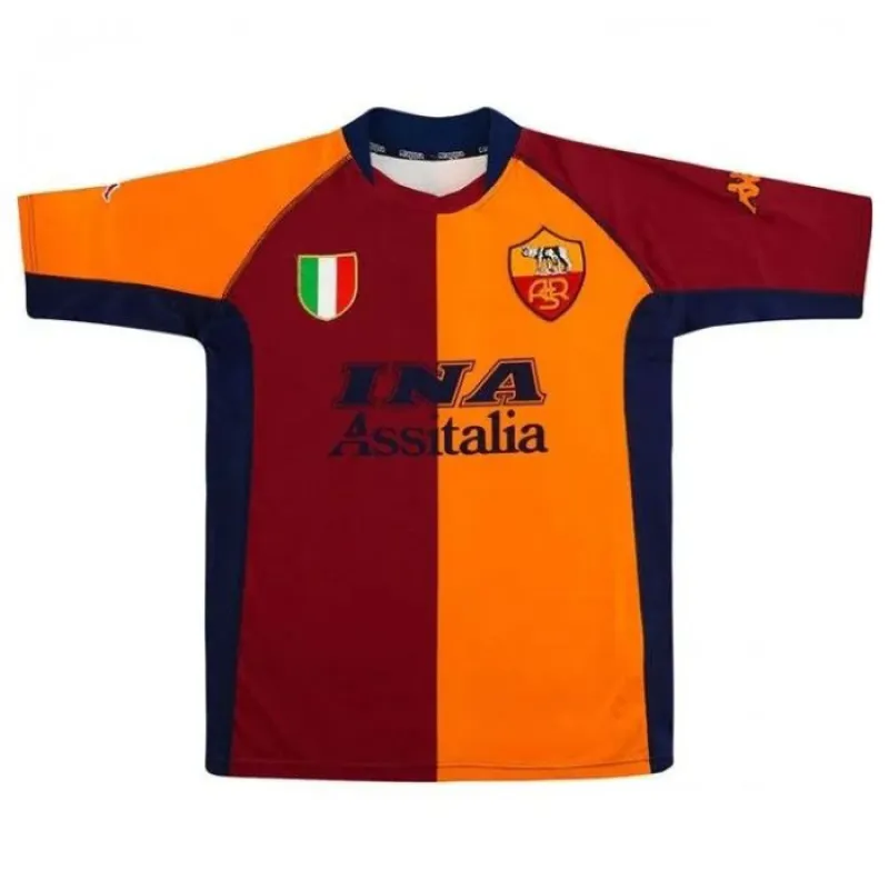 Maillot Domicile Rétro AS Roma TOTTI 2001/02 - Rouge/Orange