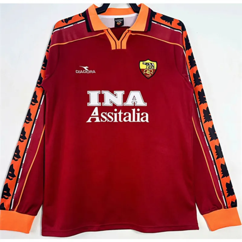 AS Roma 2004/05 Home Retro Long - Sleeve Jersey - Red
