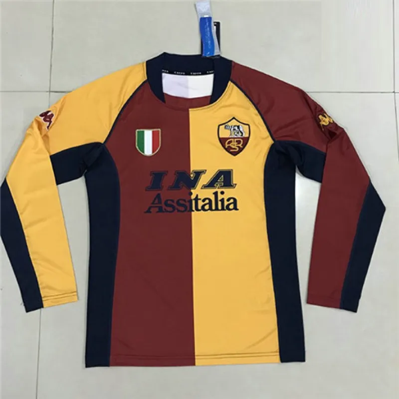 AS Roma 2001/02 Heim - Retro - Langarm - Trikot - Gelb