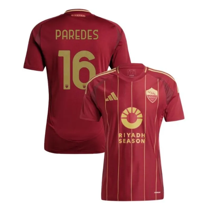 Paredes, maillot de domicile de l'AS Roma 2024/25 - Brique