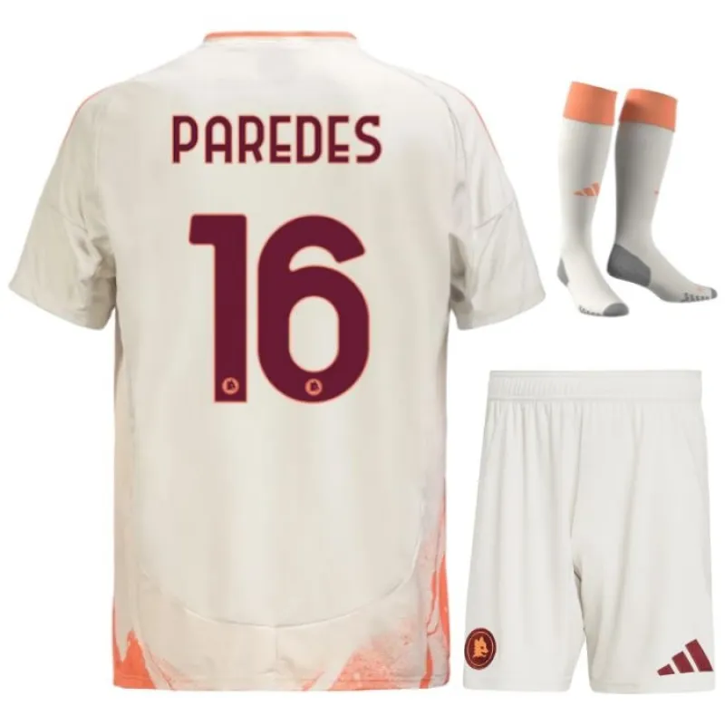 Paredes AS Roma 2024/25 Away Kids Jersey Set - White