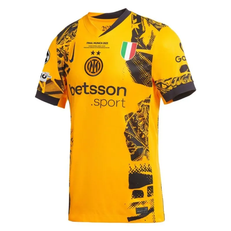 Maglia Terza della Finale della Champions League 2025 dell'Inter Milan - Versione da Calciatore - Giallo
