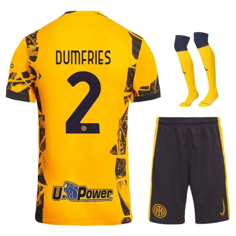 Denzel Dumfries, Inter Milan 2024/25 Third Children's Kit - Yellow
