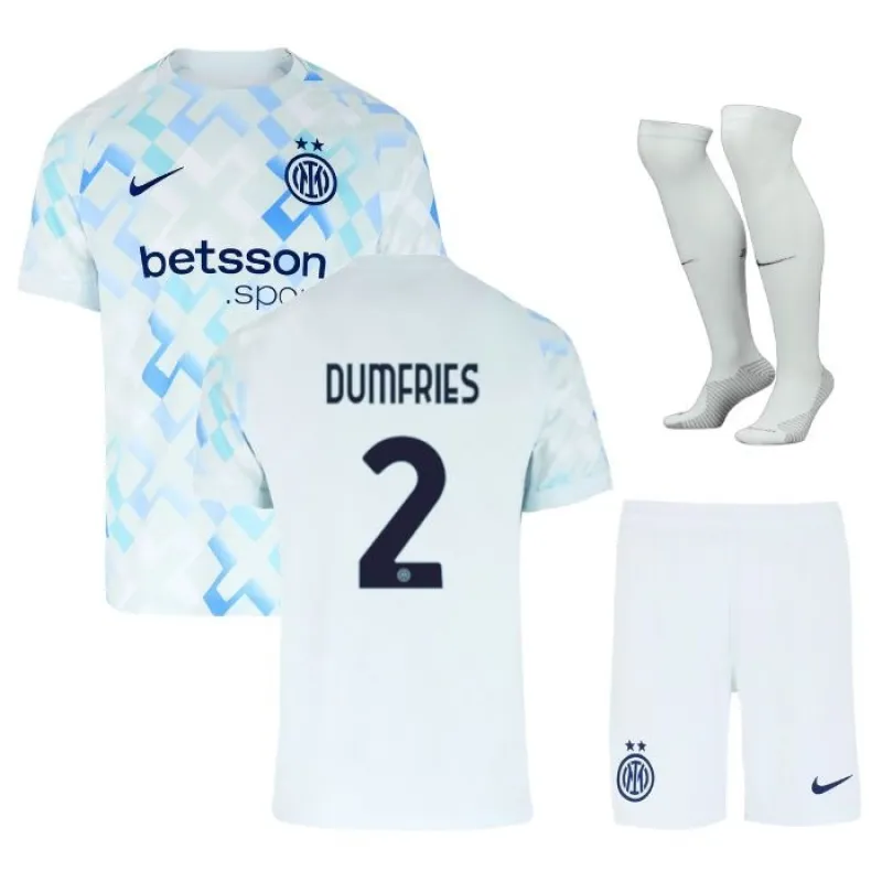 Set de camiseta infantil de Dumfries del Inter Milan 2025/26 fuera de casa - Blanco