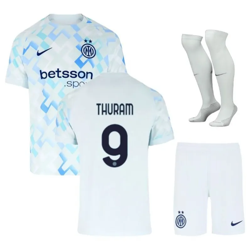 Ensemble de maillot enfant de THURAM à l'Inter Milan 2025/26 à l'extérieur - Blanc