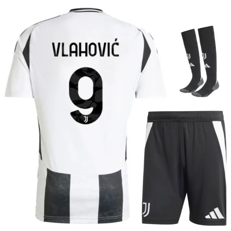 Vlahovic's Juventus 2024/25 Home Children's Jersey Set - White