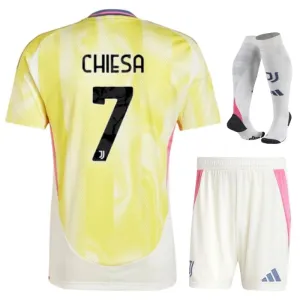 Chiesa's Juventus 2024/25 Away Children's Jersey Set - Yellow