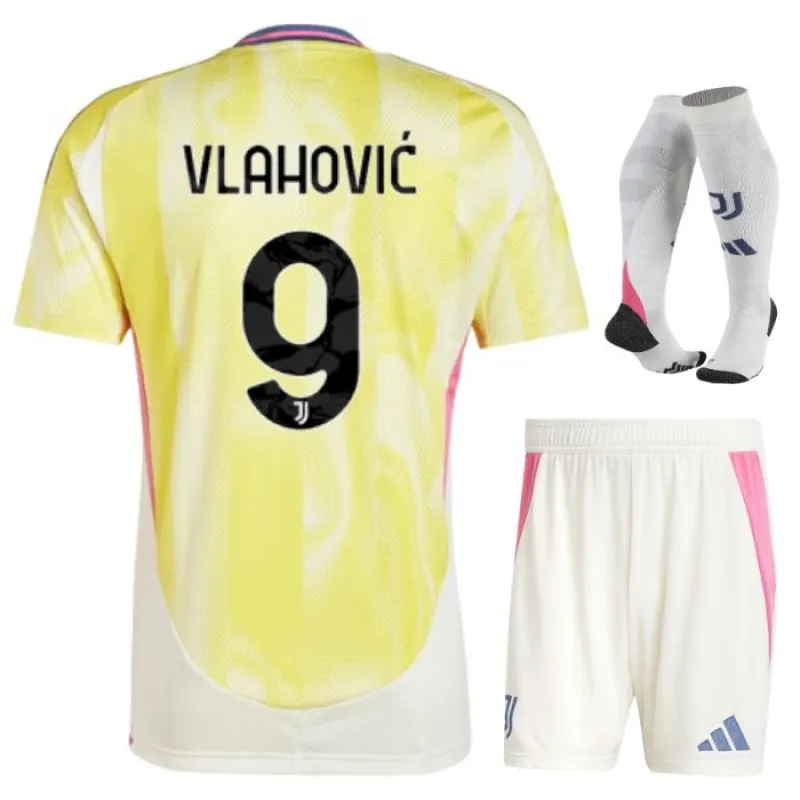 Vlahovics Juventus 2024/25 Auswärts - Kinderjersey - Set - Gelb
