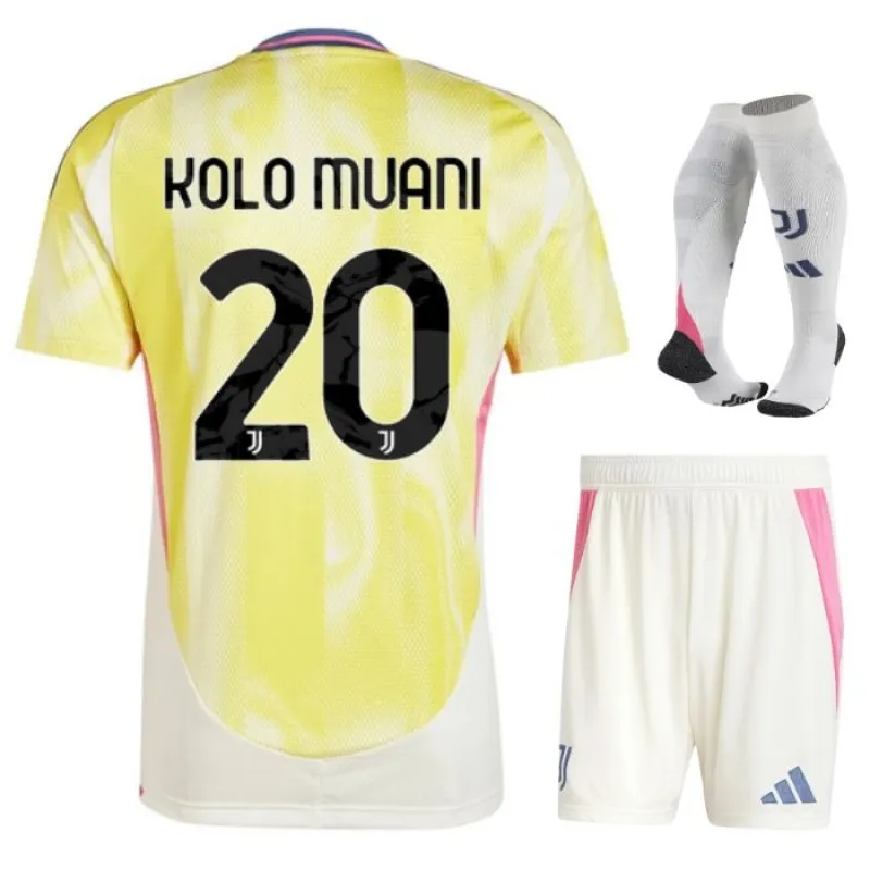 Kolo Muani's Juventus 2024/25 Away Children's Jersey Set - Yellow