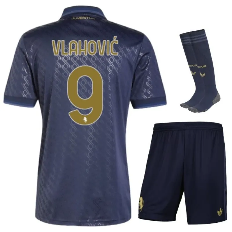 Vlahovics Juventus 2024/25 Drittes Kinderjersey - Set - Marineblau