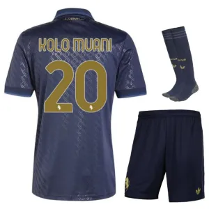 Kolo Muani's Juventus 2024/25 Third Children's Jersey Set - Navy Blue
