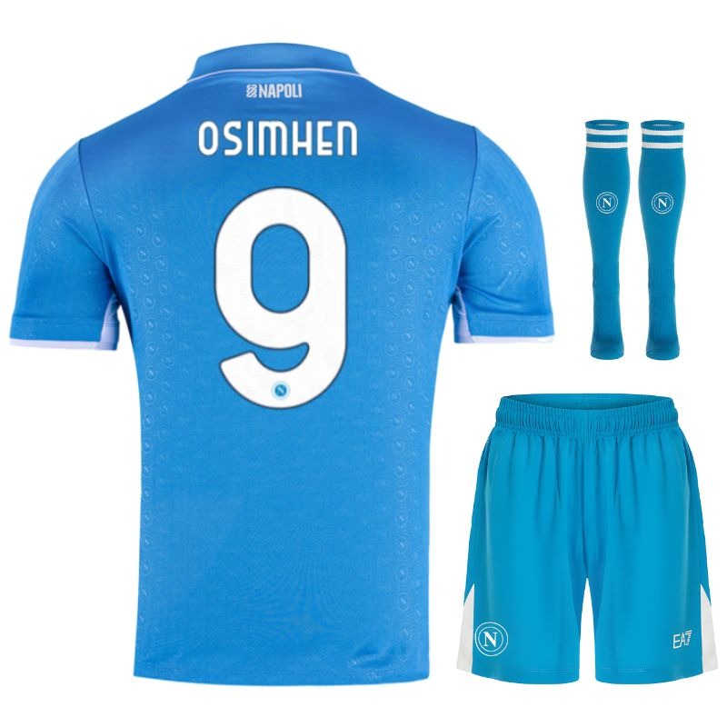 Juego de camisetas para niños de campo de casa de Napoli 2024/25 de Osimhen - Azul