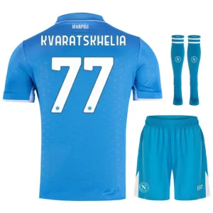 Juego de camisetas para niños de campo de casa de Napoli 2024/25 de Kvaratskhelia - Azul