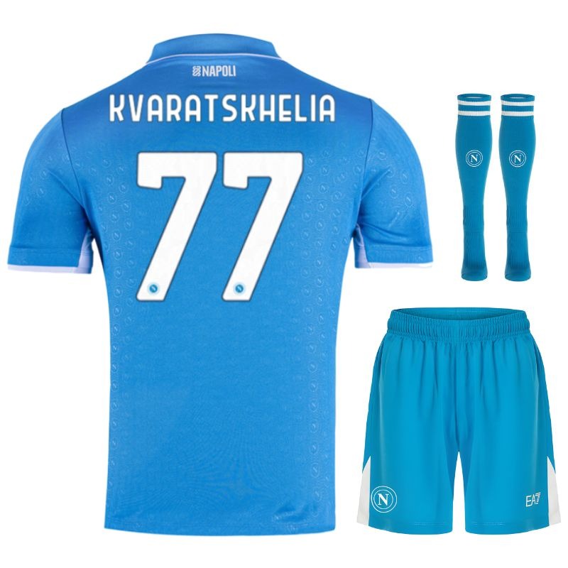 Kvaratskhelia's Napoli 2024/25 Home Kids' Jersey Set - Blue
