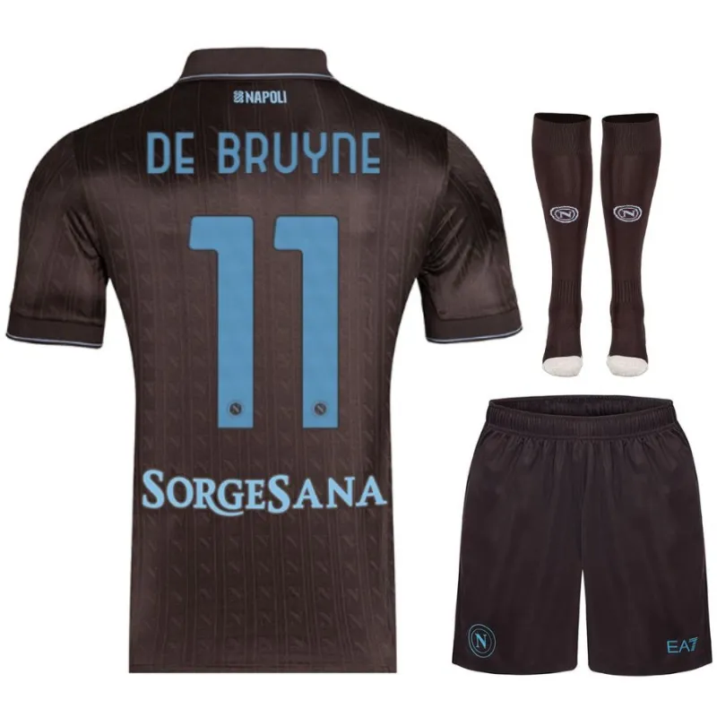 Nápoles DE BRUYNE 2025/26 Conjunto infantil tercera - Negra