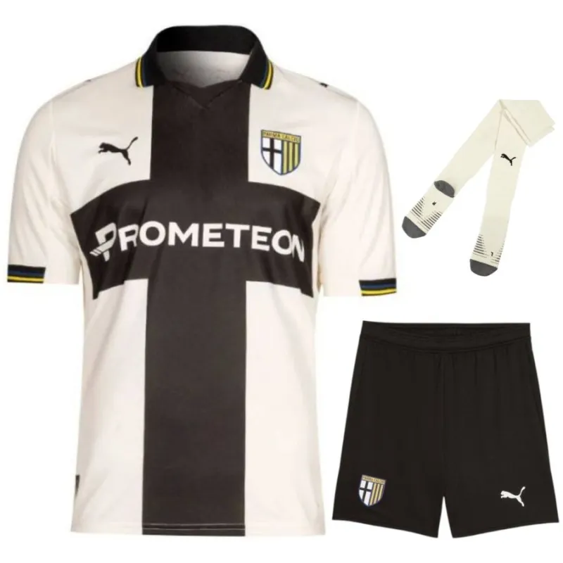 Ensemble Maillot Domicile Enfant de Parme 2025/26 - Blanc/Noir