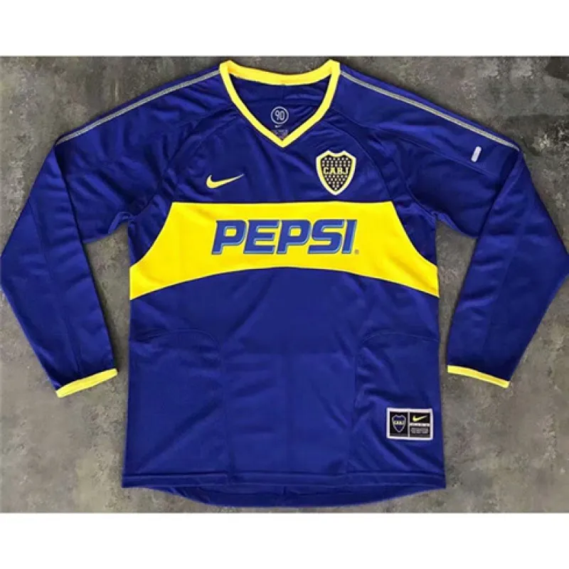 Maillot long-sleeved retrô domicile de Boca Juniors 2003/04 - Bleu