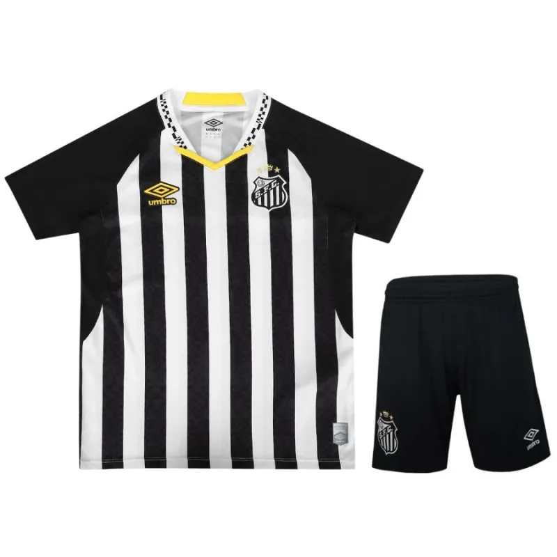 Maillot d'enfant + Short Santos 2025/26 à l'extérieur - Noir