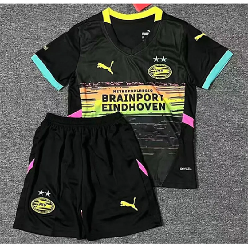 Maglia di trasferta 2024/25 per bambini del PSV Eindhoven - Nera