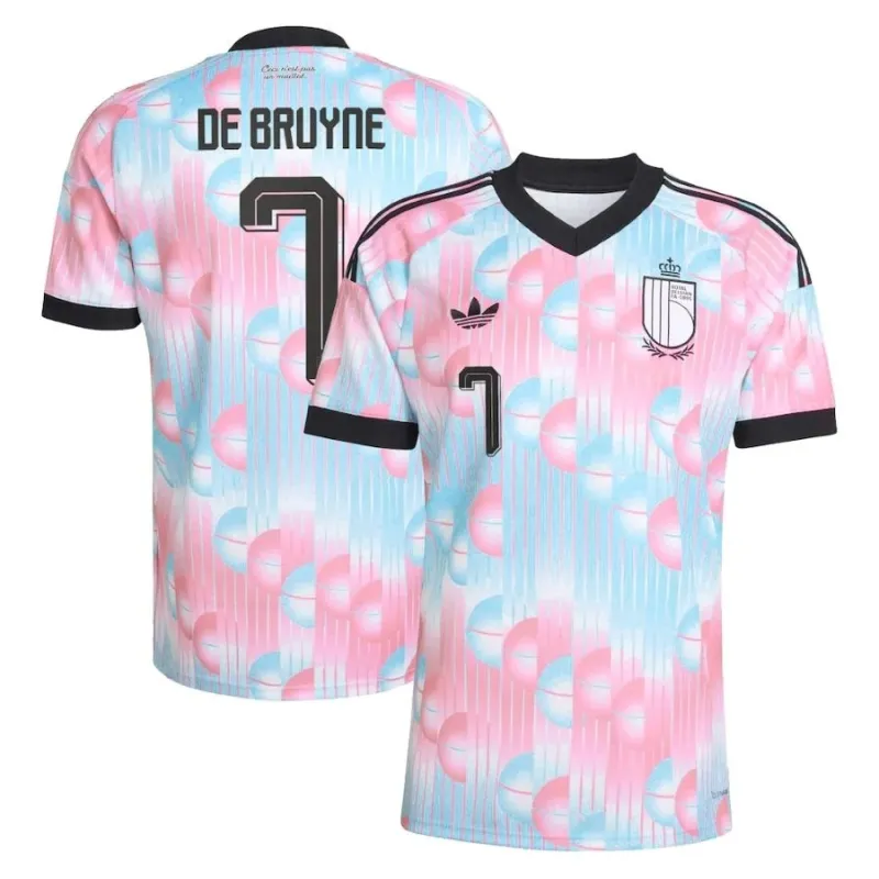 Camiseta Visitante Bélgica DE BRUYNE 2026/27 Azul Rosa