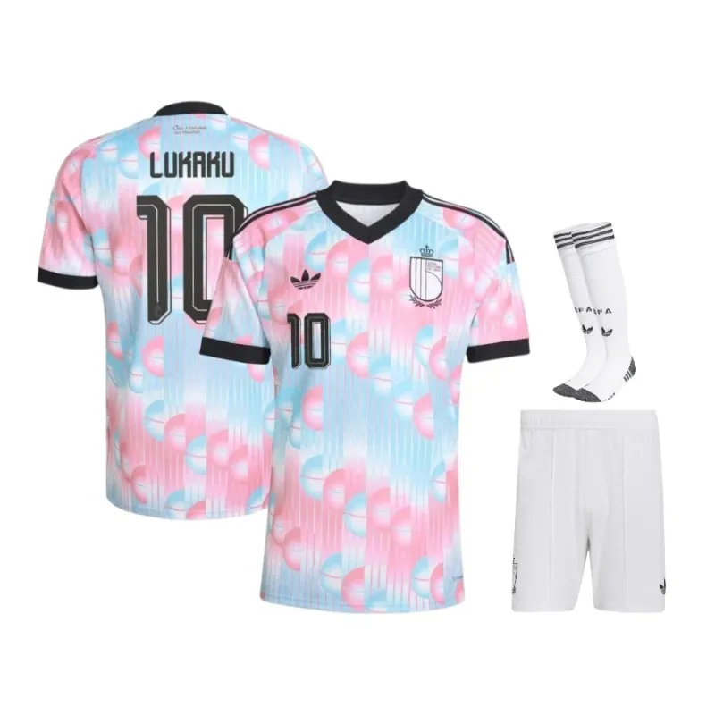 Conjunto Niño Visitante Bélgica LUKAKU 2026/27 Azul Rosa