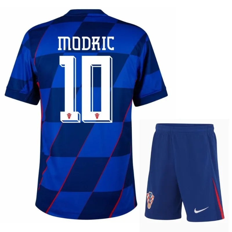 Modrić Croatia 2024/25 Kids' Away Jersey + Shorts - Blue
