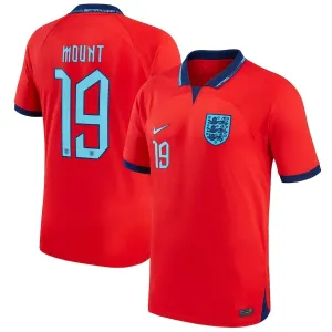 Mount's England 2022 World Cup Away Jersey - Red