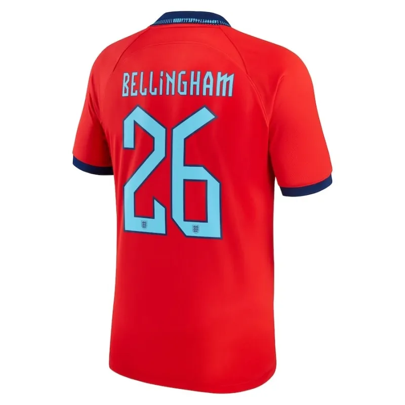 Bellingham's England 2022 World Cup Away Jersey - Red