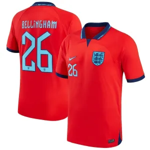 Bellingham's England 2022 World Cup Away Jersey - Red