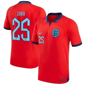 Saka's England 2022 World Cup Away Jersey - Red