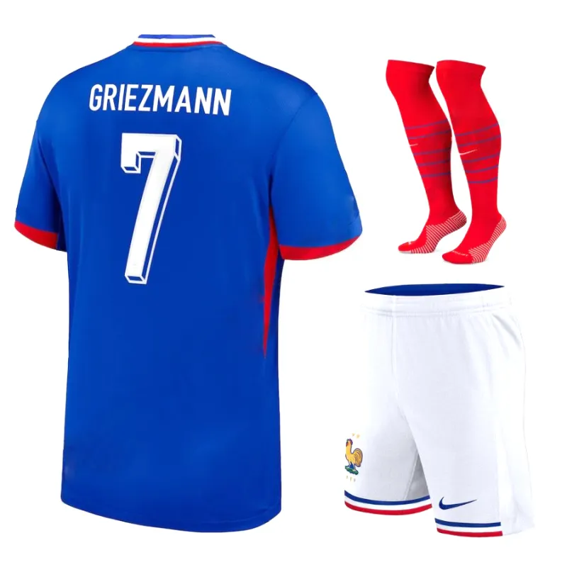 Griezmann's French national team 2024/25 home children's kit jersey - Blue