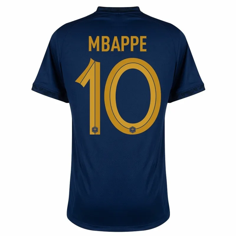 Kylian Mbappé's French national team 2022 home World Cup jersey - Blue