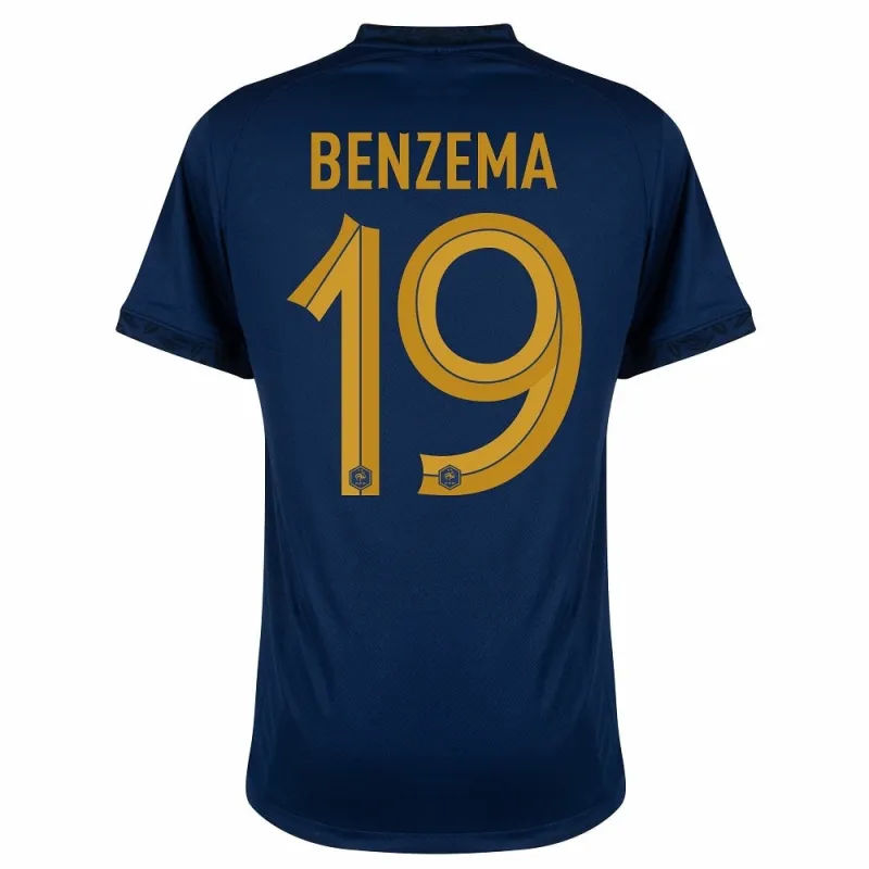 Karim Benzema's French national team 2022 home World Cup jersey - Blue
