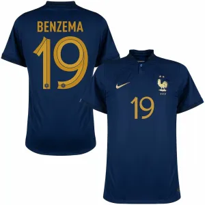 Karim Benzemas Heimtrikot der französischen Nationalmannschaft bei der Weltmeisterschaft 2022 - Blau