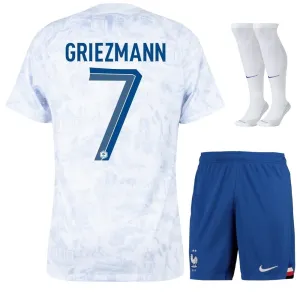 Antoine Griezmans Kinder Auswärtstrikot der französischen Nationalmannschaft bei der Weltmeisterschaft 2022 - Weiß