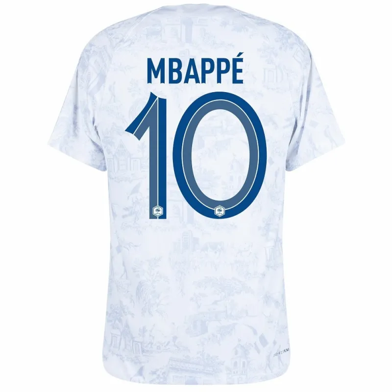 Kylian Mbappé's French national team 2022 away World Cup children's jersey set - White